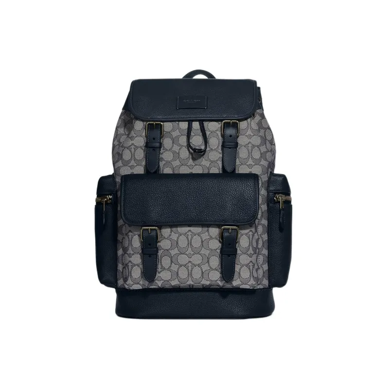 COACH Sprint Textile Cow Leather Backpack Large Size Men's Gray & Black-0