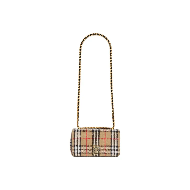 Burberry Lola Bag Floral Tweed Shoulder Bag Crossbody Bag Women's Brown-4
