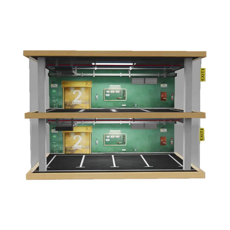 CARMCK 1 24 Triple Layer Pipe Style Car Models Parking Lot Ornament Simulation Garage Model Accessories-7