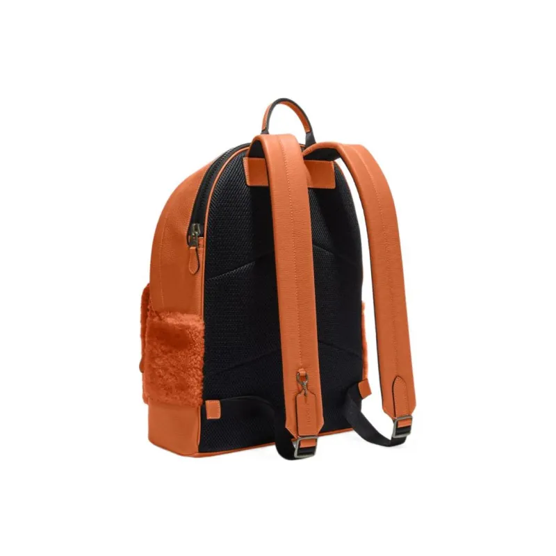 COACH West Shearling Textile, Cow Leather Backpack Tubas Women's Ginger Yellow-1