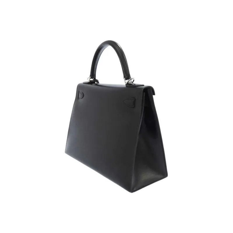 HERMES Kelly Box Leather Kelly Bag Shoulder Bag Crossbody Bag Handbag Women's Noir Black-2