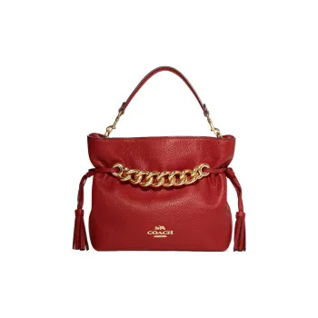 COACH Andy Pebbled Leather Handbag, Shoulder Bag, Crossbody Bag Trumpets Women's Red