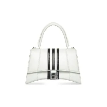 Balenciaga Adidas Collaboration Hourglass Cow Leather Shoulder Bag, Crossbody Bag, Handbag Women's White