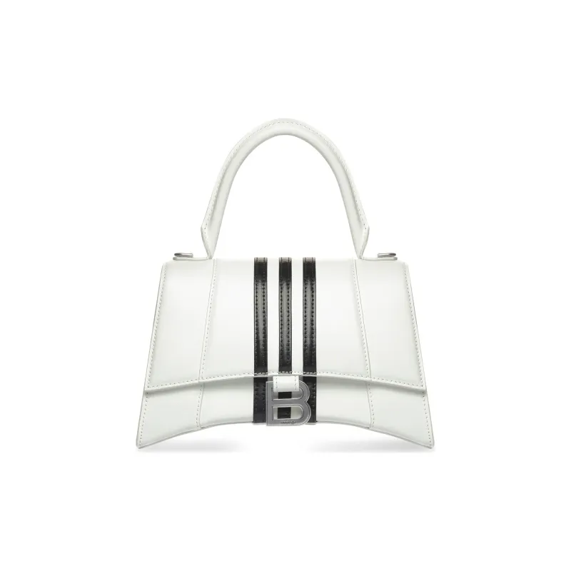 Balenciaga Adidas Collaboration Hourglass Cow Leather Shoulder Bag, Crossbody Bag, Handbag Women's White-0