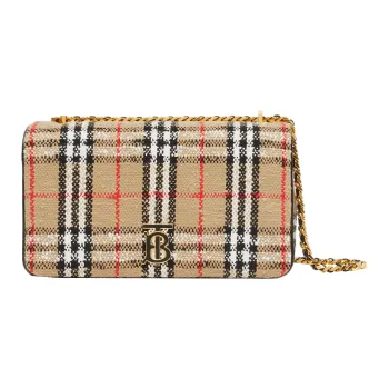 Burberry Lola Lola Bag Tweed Shoulder Bag Crossbody Bag Medium Size Women's Brown
