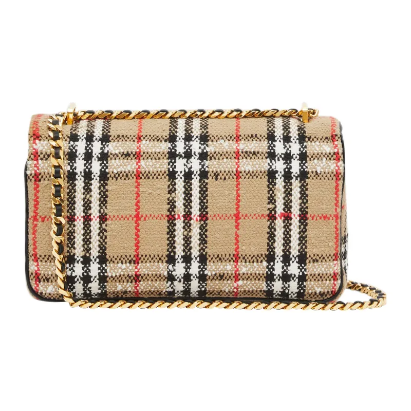 Burberry Lola Lola Bag Tweed Shoulder Bag Crossbody Bag Medium Size Women's Brown-2