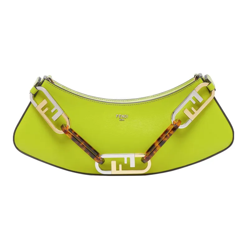 FENDI O'Lock Swing Cow Leather Handheld Handbag Shoulder Bag Women's Sprout Green-0