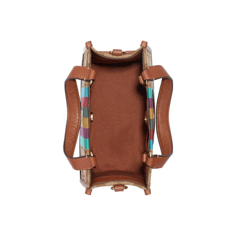 COACH Dempsey Jacquard With Refined Pebbled Leather Shoulder Bag, Crossbody Bag, Handbag Trumpets Women's Khaki & Brown-2
