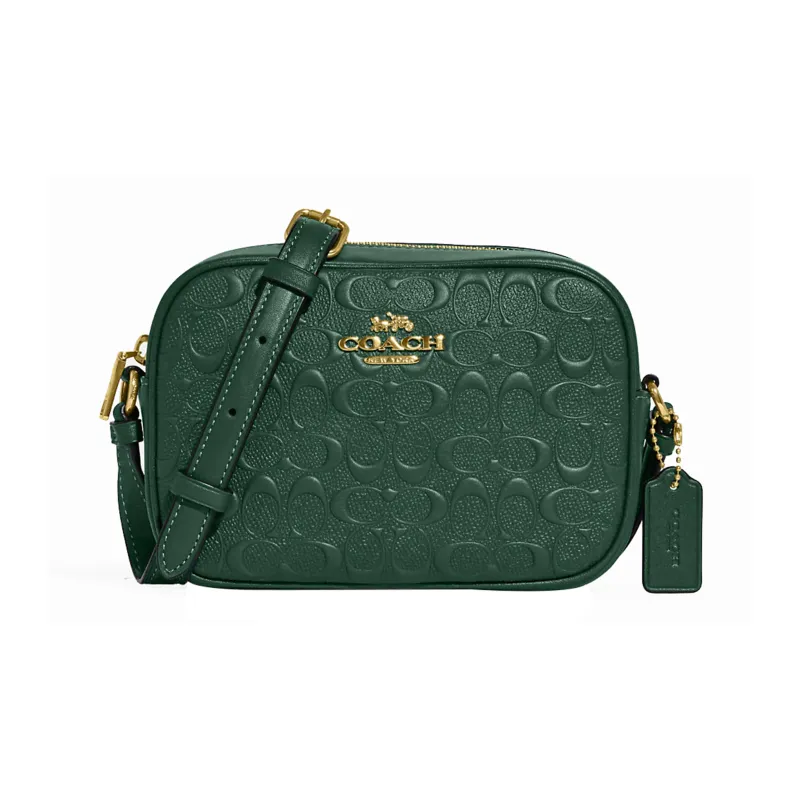 COACH Jamie Smooth Calf Leather Camera Bag, Shoulder Bag, Crossbody Bag Mini Women's Dark Green-0