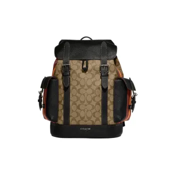 COACH Hudson Canvas With Leather Backpack Large Size Men's Brown & Black
