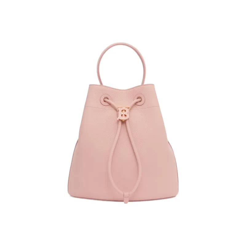 Burberry Calfskin Bucket Bag, Portable Crossbody Bag, Shoulder Bag Trumpets Women's Dark Pink-0