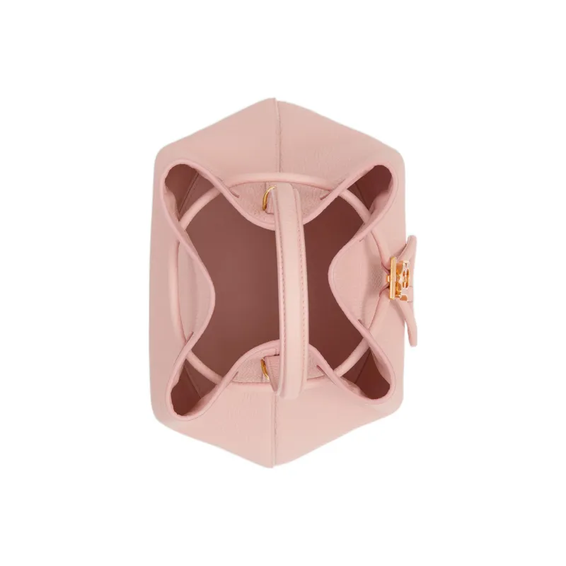 Burberry Calfskin Bucket Bag, Portable Crossbody Bag, Shoulder Bag Trumpets Women's Dark Pink-4