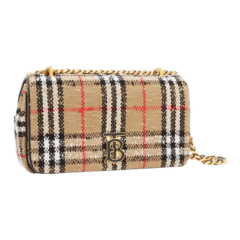 Burberry Lola Bag Floral Tweed Shoulder Bag Crossbody Bag Women's Brown-1