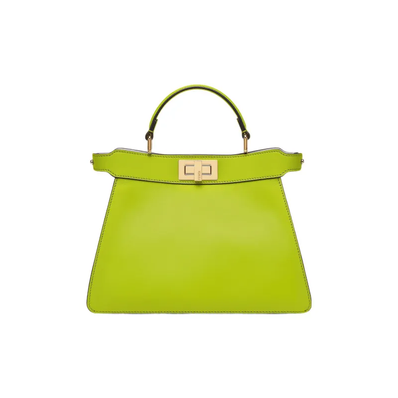 FENDI Peekaboo ISeeU Cow Leather Shoulder Bag Crossbody Bag Handbag Small Size Women's Sprout Green-0