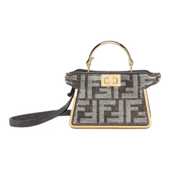 FENDI Peekaboo ISeeU Jacquard Fabric Handbag, Shoulder Bag, Crossbody Bag Extra Mini Women's Dark Gray