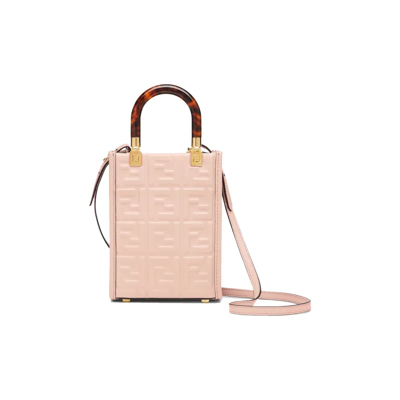 FENDI Sunshine Cow Leather Handbag Shoulder Bag Crossbody Bag Mini Women's Pink-2