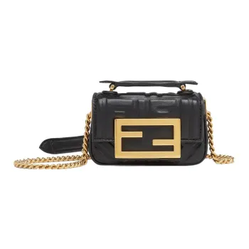 FENDI Baguette Sheepskin Shoulder Bag Crossbody Bag Handbags Extra Mini Women's Black