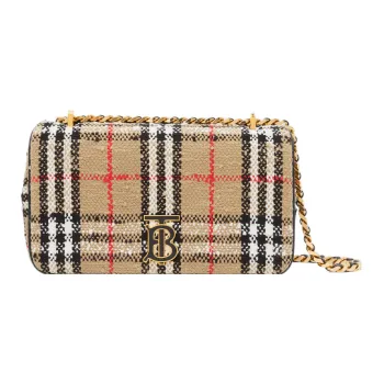 Burberry Lola Bag Floral Tweed Shoulder Bag Crossbody Bag Women's Brown
