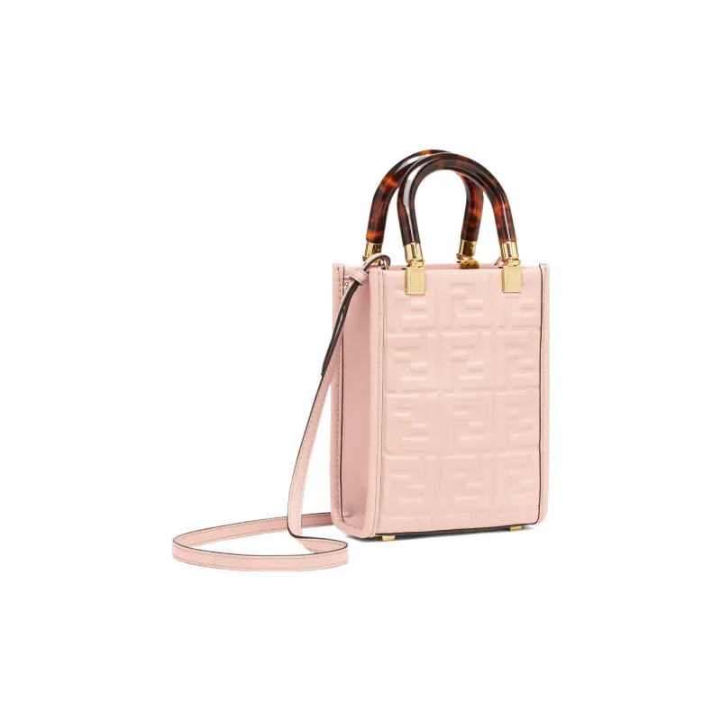 FENDI Sunshine Cow Leather Handbag Shoulder Bag Crossbody Bag Mini Women's Pink-1
