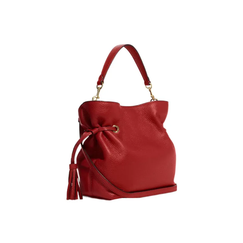 COACH Andy Pebbled Leather Handbag, Shoulder Bag, Crossbody Bag Trumpets Women's Red-1