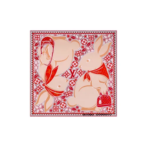 LOUIS VUITTON Silk Scarves Women's Red