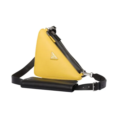 PRADA Leather cardigan Bag Crossbody Bag the Bag Men's Black/Sunlight Yellow