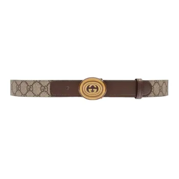 GUCCI Fashion Smooth Buckle Leather Belts Unisex Light Umber Width 3CM