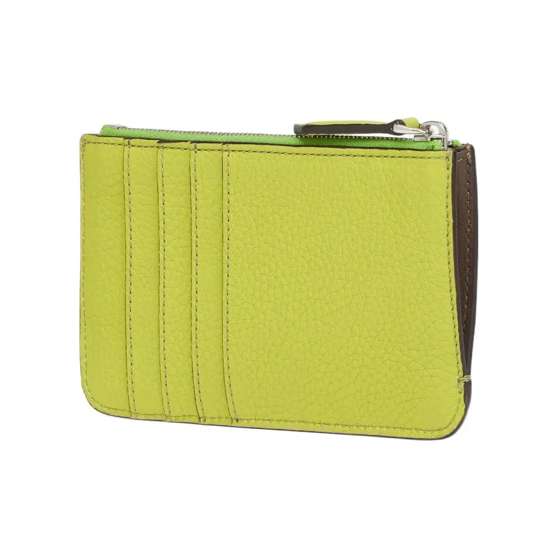FENDI Peekaboo Cow Leather Card Holder Key Pouch Coin Purse Women's Sprout Green-1