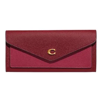 COACH Wyn Grained Leather Card Holder Wallet Small Size Women's Cherry Red