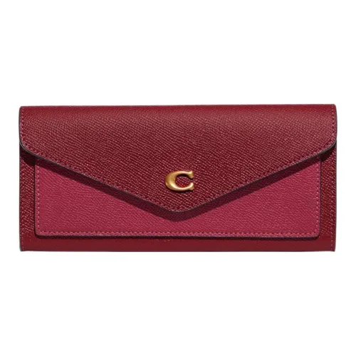 COACH Wyn Grained Leather Card Holder Wallet Small Size Women's Cherry Red