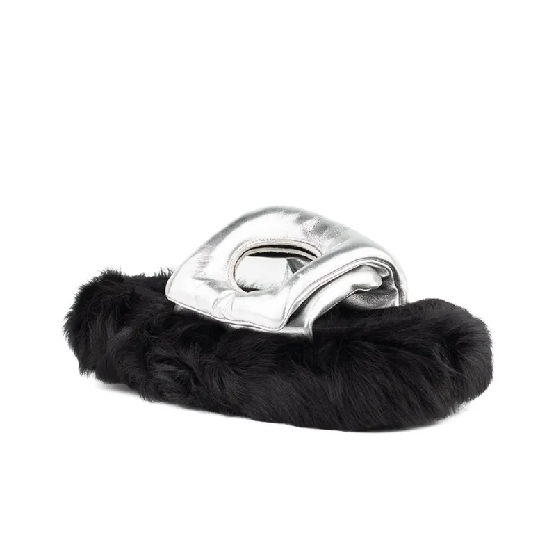 LAST LAZY Rubber Sole Slide Slippers Unisex Silver-2