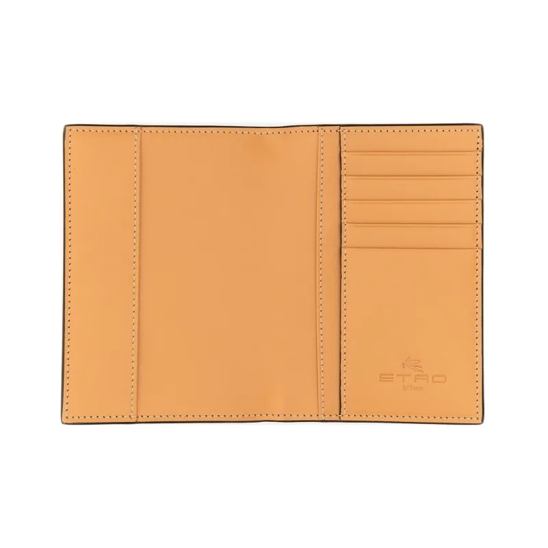 ETRO Leather Card Holder Wallet Men's Brown/Multicolor-3