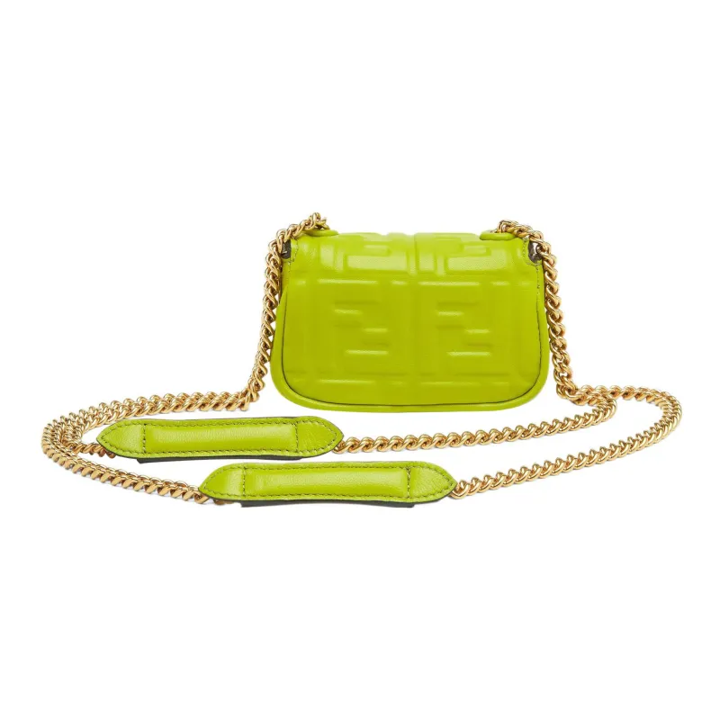 FENDI Baguette Sheepskin Portable Crossbody Bag Shoulder Bag Extra Mini Women's Sprout Green-2
