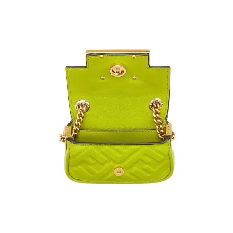 FENDI Baguette Sheepskin Portable Crossbody Bag Shoulder Bag Extra Mini Women's Sprout Green-3