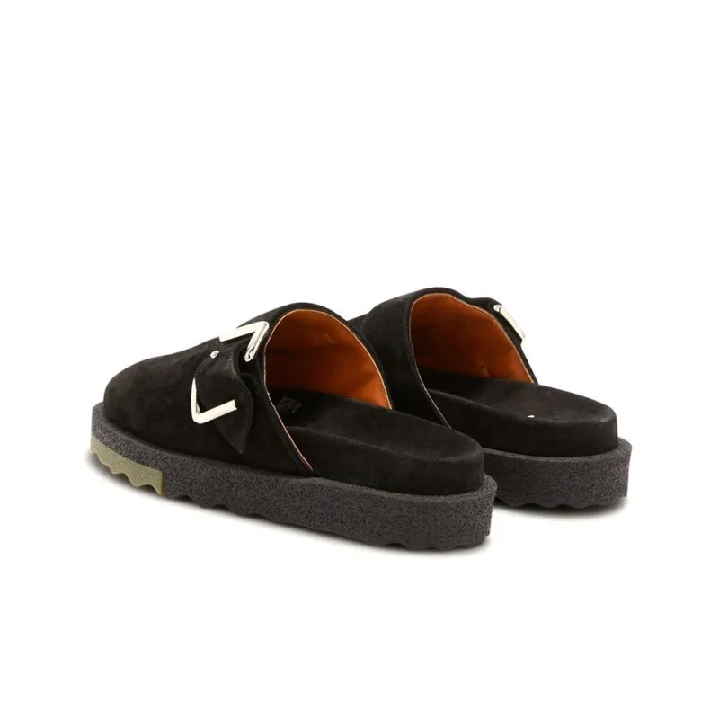 OFF WHITE Suede Spongesole Clogs Black-2