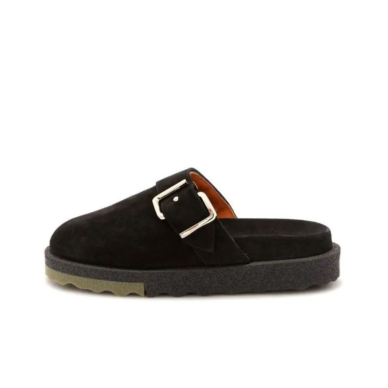 OFF WHITE Suede Spongesole Clogs Black-0
