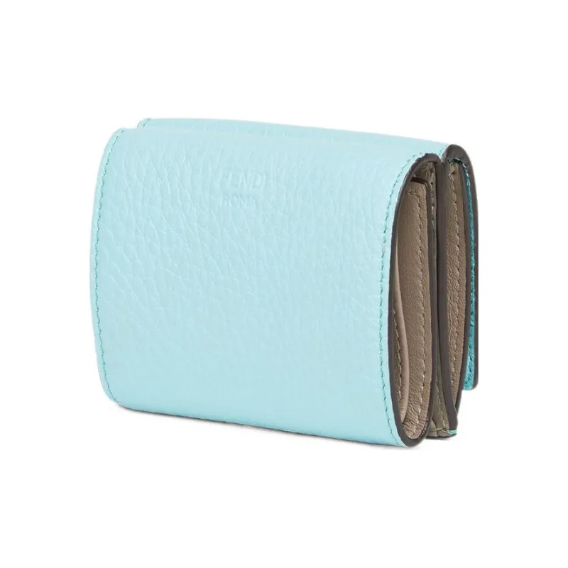 FENDI Peekaboo Cow Leather Wallet Women's Turquoise-1