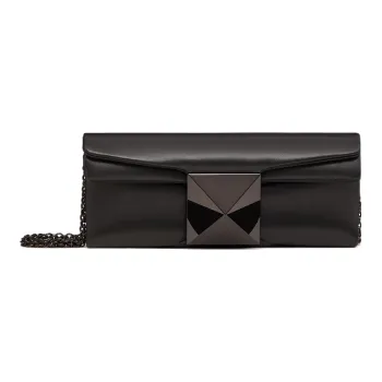 Valentino GARAVANIOne Stud Lambskin Nappa Leather One Shoulder Crossbody Clutch Women's Black