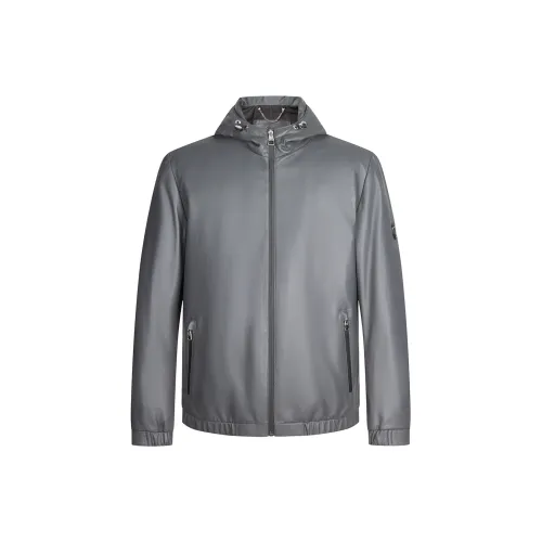 MANGANO Leather Jackets Men Gray