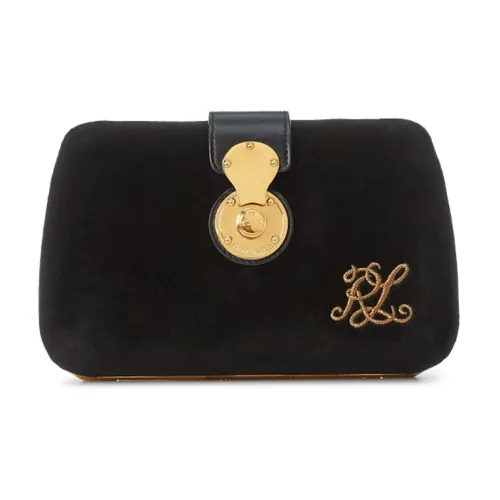 Polo Ralph Lauren Fabric With Sheepskin Trim One Shoulder Crossbody Clutches Women's Black