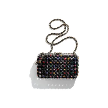 CHANEL Glazed Pearls With Rhinestone Evening Bag, Crossbody Bag, Shoulder Bag Women's Black & Multicolor
