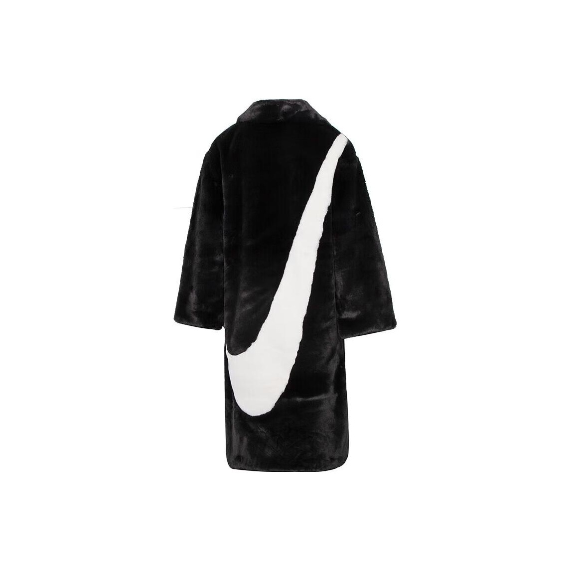 Nike Swoosh Faux store Fur Black Coat/Jacket (Beige Logo)