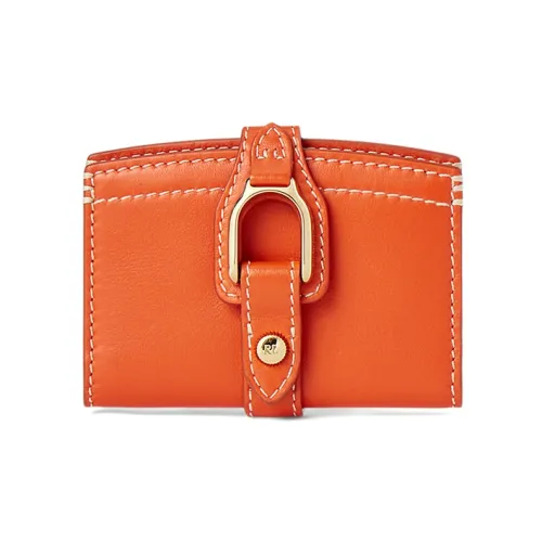 Polo Ralph Lauren Welington Calfskin Card Clip Card Holder Women's Orange