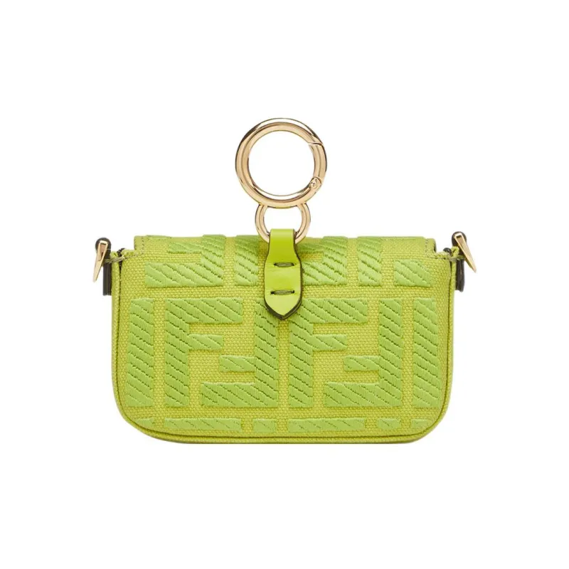 FENDI Baguette Cow Leather Baguette Bag, Coin Purse, Shoulder Bag, Crossbody Bag Extra Mini Women's Sprout Green Color-2