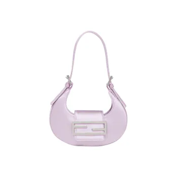 FENDI Cookie Satin Fabric With Sheepskin Crescent Bag Handbag Shoulder Bag Women's Purple