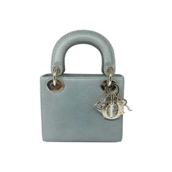 DIOR Lady Dior Lizard Skin Daisie Bag Shoulder Bag Crossbody Bag Handbag Mini Women's Haze Blue