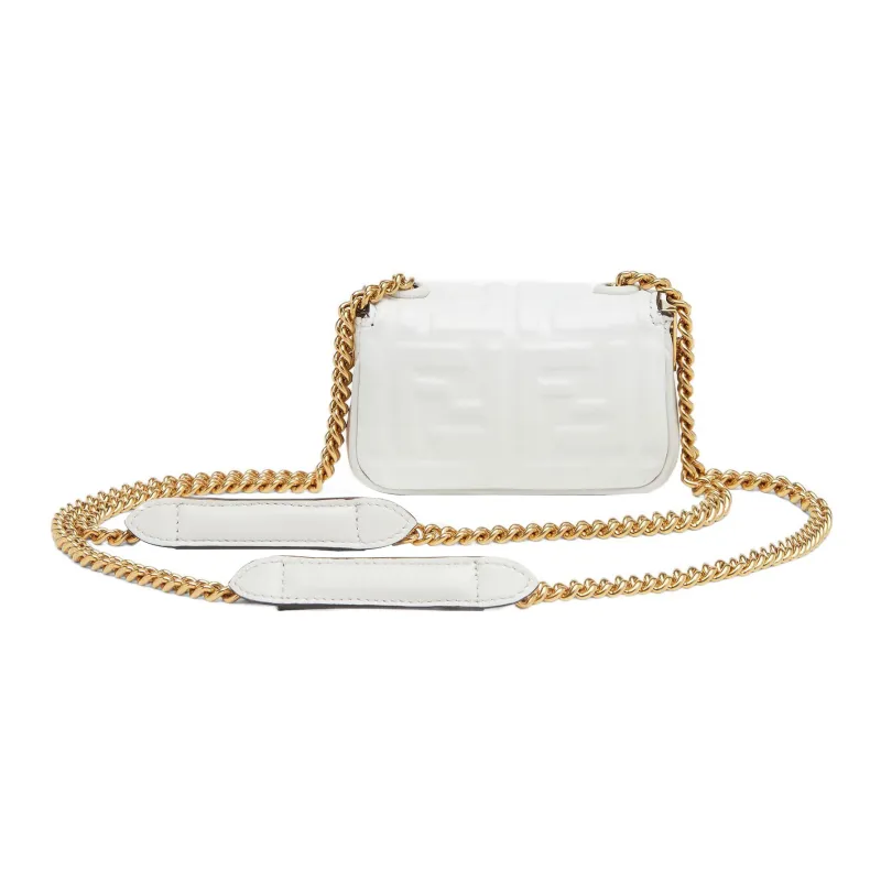 FENDI Baguette Embossed Sheepskin Crossbody Bag Shoulder Bag Extra Mini Women's White-2