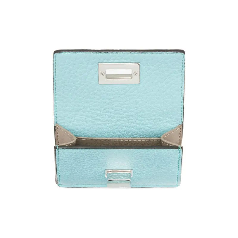FENDI Peekaboo Cow Leather Wallet Women's Turquoise-3