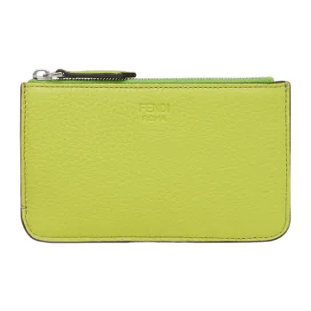 FENDI Peekaboo Cow Leather Card Holder Key Pouch Coin Purse Women's Sprout Green