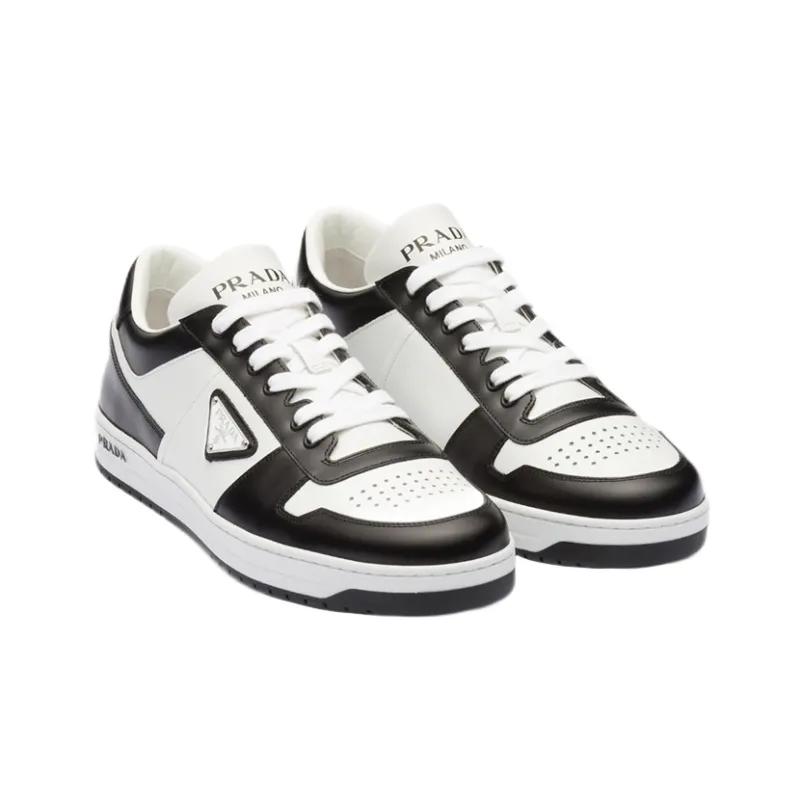 PRADA Downtown Low Top Sneakers Leather White Black-2